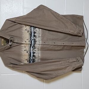 Cabela's Deerskin Soft Chamois Flannel Duck Hunting Button Down Shirt Large NWOT